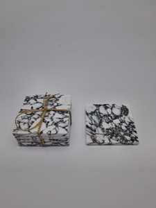 Juego de cuatro posavasos cuadrados de mármol Calacatta Viola, posavasos de piedra natural para bebidas, decoración de lujo para el hogar - Product Image 2