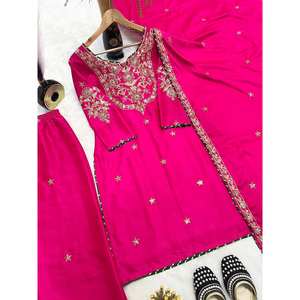 Hermoso estilo elegante indio y pakistaní Party Wear Top Pant Dupatta - Product Image 4