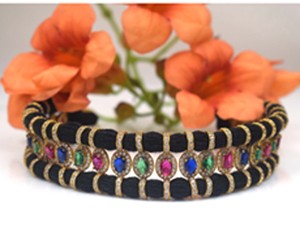 Collar de macramé con cordón negro hecho a mano, collar llamativo de diseñador para mujer, joyería de moda para mujer, joyería al por mayor. - Product Image 1
