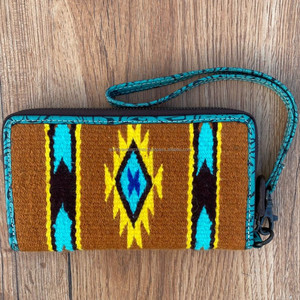 กระเป๋าคลัทช์หนังสำหรับผู้หญิงผ้าแอซเท็กแบบตะวันตกกระเป๋าเงินมีหลายสีที่เป็นเอกลักษณ์ของ Aztec - Product Image 2