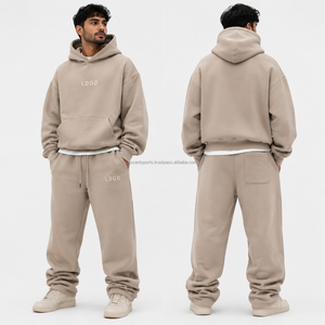 Ensemble de survêtement en molleton ample avec logo imprimé personnalisé, tissu polaire doux, poche kangourou, poignets côtelés, fabricant OEM, résistant aux intempéries - Product Image 6