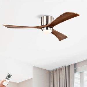 Ventilatore da soffitto a LED da 52 pollici con pale in legno massello, telecomando, motore DC silenzioso, 6 velocità, funzione reversibile, luci QPA - Product Image 2