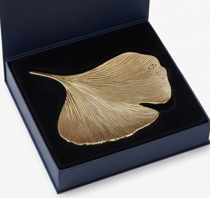 ถาดเสิร์ฟใบแปะก๊วยสีทองหรูหรา ถาดโลหะขัดเงาสำหรับตกแต่งบ้าน - Product Image 6