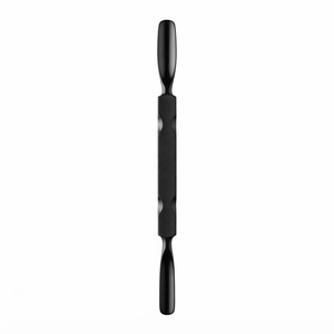 Outil de manucure double extrémité noir personnalisé en acier inoxydable, pousse-cuticules avec pointes arrondies et prise en main confortable - Product Image 1