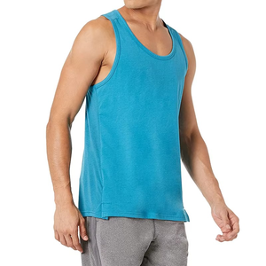 Men Solid Color O-Neck Knitted Tank Top Casual Style Breathable Sleeveless <b>Vest</b> Blue Polyester Material - Product Image 3