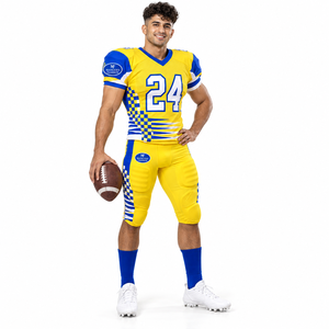 Conjunto de Pantalones y Camiseta de Fútbol Americano Personalizados, Cuello en V, Manga Corta, Transpirable, Antibacteriano, Impresión por Sublimación, Poliéster/Spandex - Product Image 3