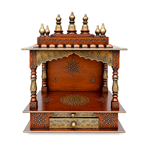 Temple traditionnel indien fait main de haute qualité en bois de Sheesham, à fixer au mur, pour la prière, la Pooja, le Mandir, Diwali, mariage - Product Image 4