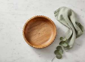 Tazón para servir ensalada de frutas hecho a mano con madera de mango, centro de mesa rústico estilo granja - Product Image 6