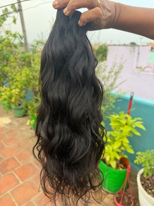 Premium Quality 24 inch Unprocessed Indian Wavy Human Hair Extensions Raw Wavy Human Hair Bundles no shedding and no <b>tangled</b> - Product Image 1