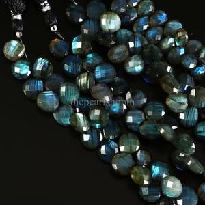 Perles de labradorite naturelle facettées en forme de cœur, 11-12 mm, bleu flash, perles de pierres précieuses de labradorite, brin de 8 pouces pour la création de bijoux - Product Image 2