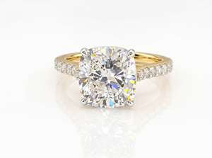 Majestic <b>Cushion</b> Diamond Ring with Pave-set <b>Round</b> Diamond Ring for Women Lab Grown Diamonds - Product Image 2