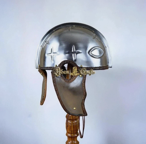 Casco de Caballería Medieval Plateado, Casco de Combate con Cresta, Armadura Metálica, Disfraz de Reenactamiento, Coleccionable - Product Image 1
