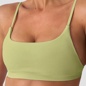 Sujetador deportivo para mujer con espalda abierta y cuello en U, de alta calidad, al por mayor, elástico en cuatro direcciones, color liso, que absorbe la humedad, diseño con tiras, para yoga - Product Image 4