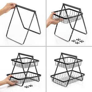 Cesta de Almacenamiento de Frutas de Doble Nivel, Tipo Rectangular, Moderna, Apilable, No Plegable, para Cocina - Product Image 3
