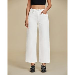 2025 femmes à la mode taille haute coupe décontractée cheville pantalon jean jambe large extensible Denim pantalon avec poches - Product Image 6