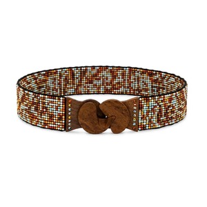 Cinturón de Cintura con Cuentas Multicolores y Hebilla de Madera, Accesorio de Moda Boho Hip Hop para Mujeres, Chicas y Uso Casual - Product Image 1