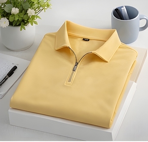 เสื้อโปโลคอซิปครึ่งตัว ผ้าปิเก้หนา 220 GSM เนื้อผ้าหรูหรา สวมใส่สบาย ทรงสมาร์ทฟิต สำหรับผู้ชาย ขายส่ง - Product Image 4