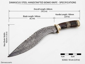 Cuchillo de Supervivencia Forjado a Mano de Acero de Damasco, Hoja Fija de Punta Caída con Borde Serrado, para Caza y Actividades al Aire Libre - Product Image 6