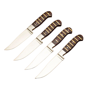 Customized HandMade Stainless Steel Steak knife Set - 4 Pcs Handmade Satin finish Steak Knives With <b>Leather</b> Cover - Product Image 3