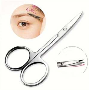 Ciseaux à sourcils courbés multifonctionnels en acier inoxydable tranchant pour la coupe des poils du nez, des sourcils et des faux cils - Product Image 2