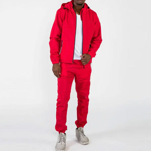 Chándal Rojo con Capucha para Hombre, Cierre Completo con Cremallera, Estilo Deportivo, Corte Regular, Transpirable, de Poliéster, para Primavera - Product Image 1