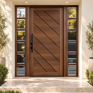Puerta de Entrada Abatible de Madera Sólida de Lujo GA-37L con Panel Lateral de Vidrio para Apartamento - Product Image 1