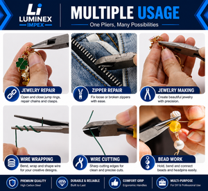 LUMINEX IMPEX LUB=113 Alicates de punta larga de acero inoxidable ligeros y lisos para pulir y fabricar joyas, ideales para hacer pulseras DIY - Product Image 4
