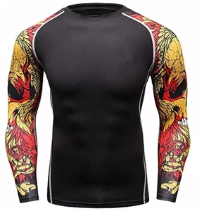 T-shirt de compression à manches longues pour homme, à séchage rapide, imprimé, motif noir et blanc, pour adulte - Product Image 6