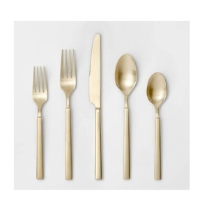 Juego de Cubiertos de Acero Inoxidable Dorado Mate, 5 Piezas, Tenedor, Cuchillo, Cuchara, Elegante Juego de Cubiertos Dorados de 4 Piezas - Product Image 1