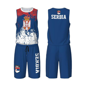 Uniforme de Baloncesto con Diseño de la Bandera de Serbia para Hombres Adultos, Conjunto Deportivo de Entrenamiento - Product Image 1