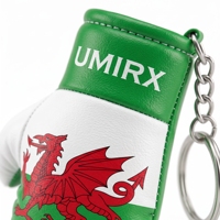 Porte-clés Mini Gant de Boxe Drapeau du Pays de Galles en Cuir PU Léger, Dragon Gallois Cymru, Gants de Boxe, Souvenir, Breloque de Sac Cadeau