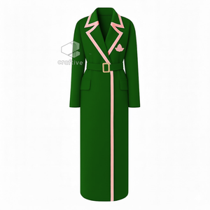 Alpha |   Kapa |   Manteau long en laine Alpha Sorority pour femme, style trench ceinturé, col universitaire, coupe ajustée, manteau d'hiver - Product Image 1