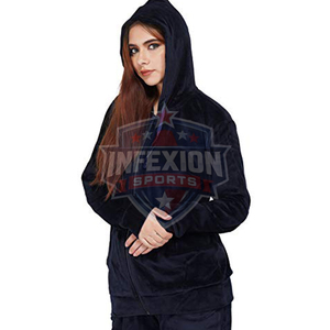 Ensemble de survêtement décontracté d'été pour femmes adultes, en molleton noir, séchage rapide, sportif, 2-en-1, col rond, fermeture éclair, manches longues, couleur unie - Product Image 5