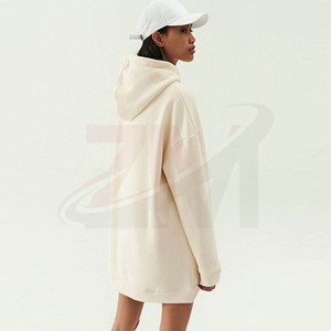Women's Oversized Hooded Midi Dress Solid Color 100% Cotton Fleece Knitted Wholesale Customized New Hot Sale Branded - Product Image 2