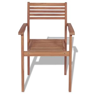 Set di 4 Sedie da Patio Impilabili in Teak Caldo con Finitura Liscia Standard, Mobili da Esterno Durevoli - Product Image 4