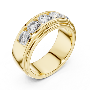 Anillo de Boda Unisex de Oro Rosa de 18K con Diamantes de Corte Redondo y Canal de Diamantes, Anillo de Aniversario de Lujo - Product Image 6