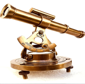 Antique brass field binoculars with textured <b>black</b> leather grip and leather strap, available at wholesale prices. - Product Image 5