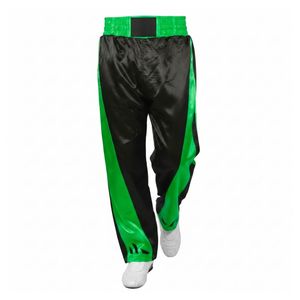 Kickboxing <b>Trousers</b> Green Contrast MMA Training Pants Martial Arts Sparring Gear Breathable Polyester Satin Training Pants - Product Image 4
