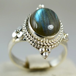 <b>Labradorite</b> <b>Ring</b> 925 Sterling Silver Handmade Boho Statement Promise Jewelry for Women Natural Oval Shape Gemstone Jewelry - Product Image 2