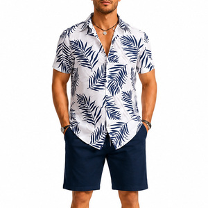 Camisa de Manga Corta para Hombre, Estilo Safari, Tejida, de Secado Rápido, con Botones, Informal, para Playa, Verano, Blanca, Negra, Floral, Satén, 100% Poliéster - Product Image 4