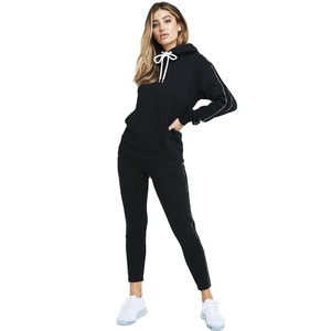Conjunto de dos piezas de sudadera gruesa y polar para mujer, venta al por mayor, chándales personalizados de manga larga, traje para correr, 2021 - Product Image 1