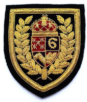 Écusson brodé sur mesure de luxe avec fil de bullion, fil doré, écologique, résistant à l'eau, badge 3D en relief