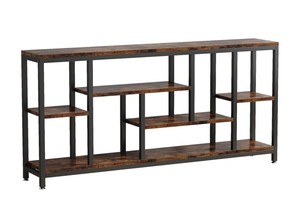 Mesa Consola Moderna de Madera con Estructura Metálica y Estantes de Almacenamiento, Diseño Industrial, Mueble para Sala de Estar, Decoración para Entrada - Product Image 5