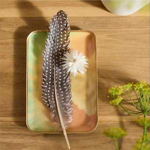 Plateau de service carré noir de luxe à motif floral, plat décoratif en métal, assiette à collation moderne dorée à fleurs pour la décoration de table de fête ou de table basse - Product Image 2