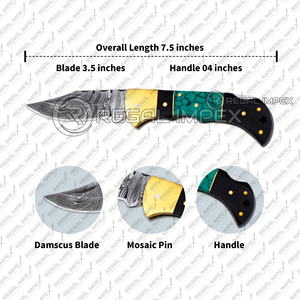 Couteau pliant artisanal en acier au carbone à pointe tombante, manche en bois, outil EDC, 7,5 pouces, pour le camping, la sculpture, cadeau pour père, Regal Impex - Product Image 3