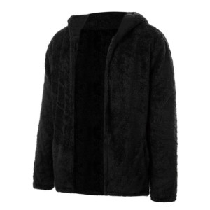 Chaqueta de Forro Polar con Capucha para Hombre, Abrigo Informal de Invierno de Color Sólido, Corte Regular, Tejido Jersey, Transpirable, de Secado Rápido, 100% Algodón - Product Image 2