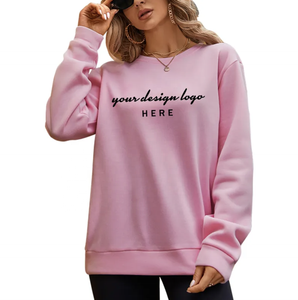 Sudadera de Forro Polar Sólido para Mujer, Estilo Urbano, Holgada, Diseño Personalizado, Venta al por Mayor, Ajuste Casual, Hombros Caídos, Oversize - Product Image 1