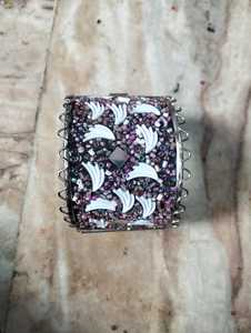 Handmade Purple <b>Beaded</b> Metal Cuff Bracelet Mirror Work Bohemian Tribal Adjustable Statement Fashion Jewelry for Women - Product Image 3