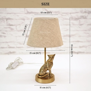 Elegant design gold <b>Leopard</b> Table <b>Lamp</b> Modern Luxury Cheetah Base Fabric Shade Creative Animal Bedside Light Bedroom Nightstand - Product Image 2