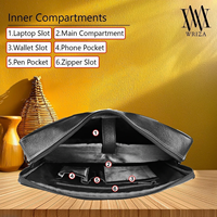 Sac messager pour ordinateur portable WRIZA en cuir véritable de qualité supérieure, minimaliste et écologique pour hommes |   Porte-documents de bureau réglable de 15,6 pouces